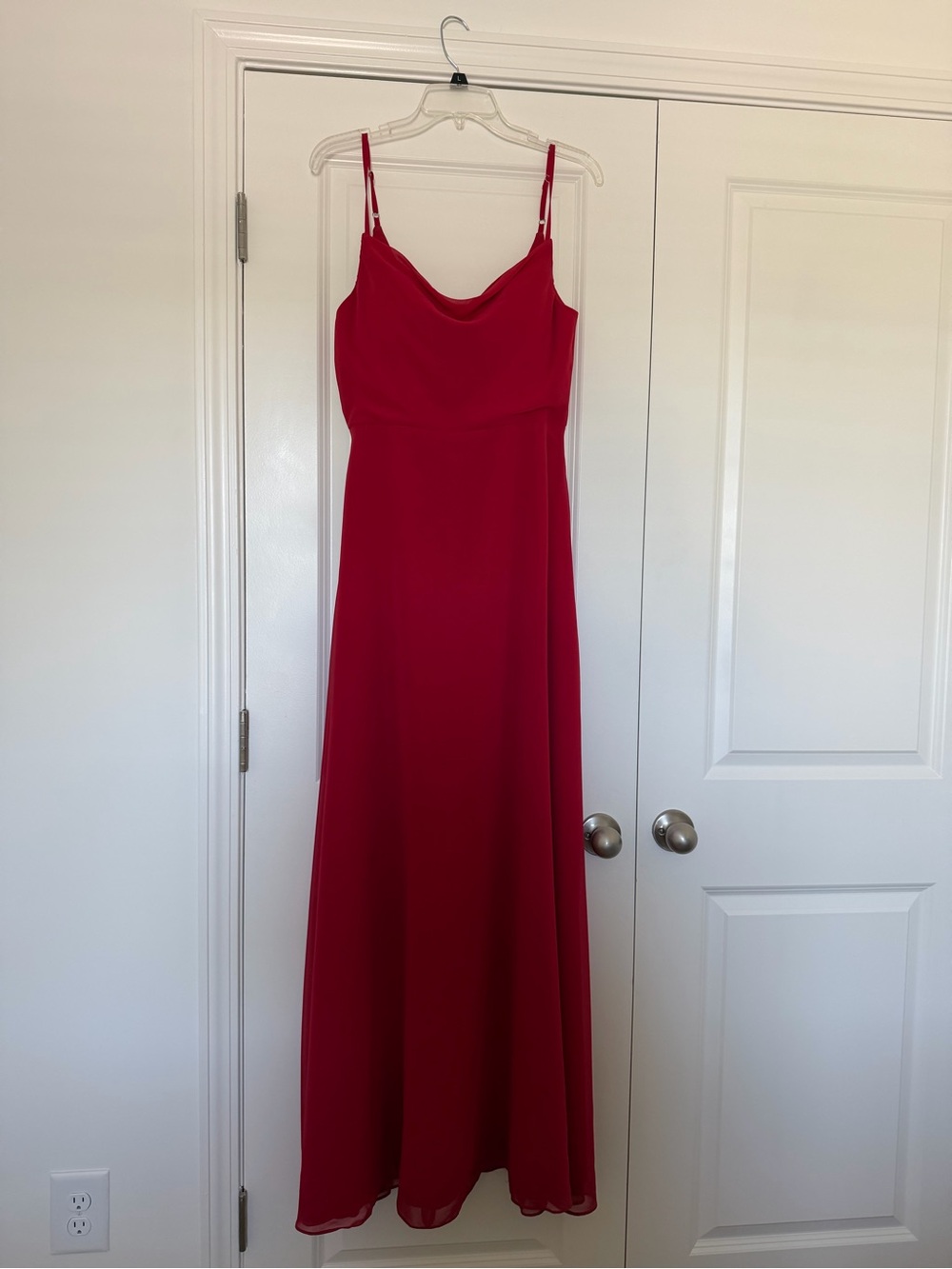 Azazie Red Cowl Neck Spaghetti Strap Maxi Dress
